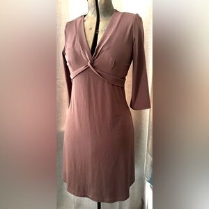 BCBG Max Azria Brown Twist Front Dress M | Minimalist Quiet Luxury Mini